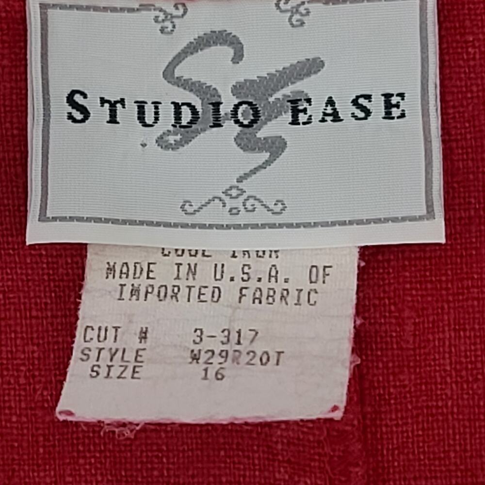 Studio Ease Vintage 100 % Linen shift dress red Size 16 Resort wear beachy - Picture 6 of 8